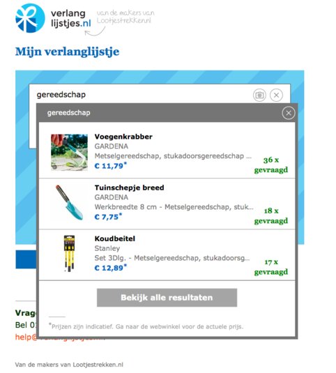Verlanglijstjes.nl cadeausuggesties
