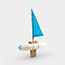 Bottle Boat Blue Sail 3q on Gray