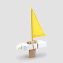 Bottle Boat Yellow Sail 3q on Gray